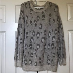 Gray Leopard Print Sweater